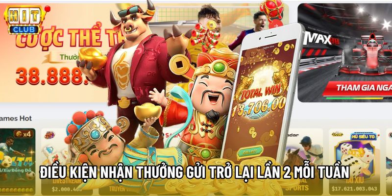 Điều kiện nhận thưởng gửi trở lại lần 2 mỗi tuần 